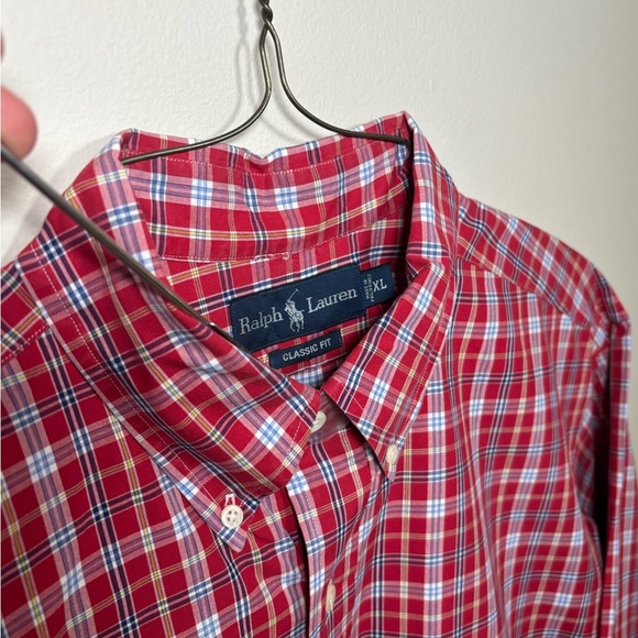 Ralph Lauren Red Plaid Button-Down Shirt Size XL - Picture 2 of 4